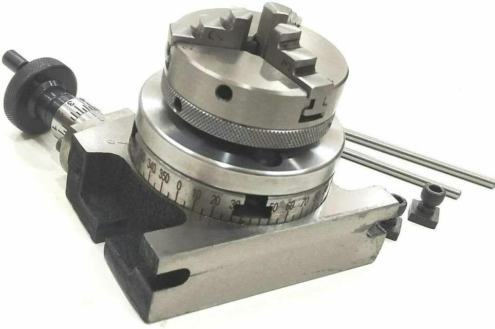 4"/ 100mm Regular Rotary Indexing Table With Small Chucks and back Plate
