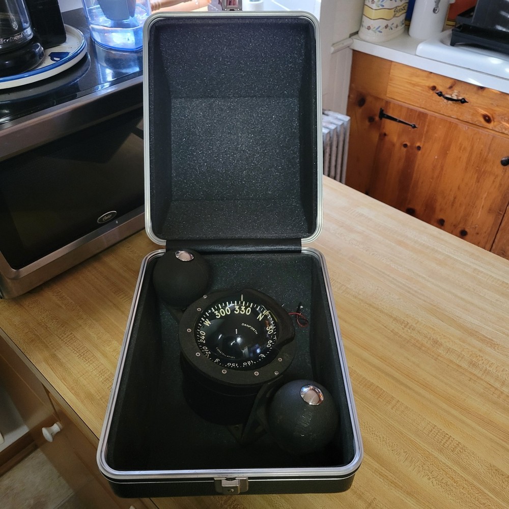 VINTAGE DANFORTH CONSTELATION COMPASS-BINNACLE WITH COMPENSATING BALLS AND CASE
