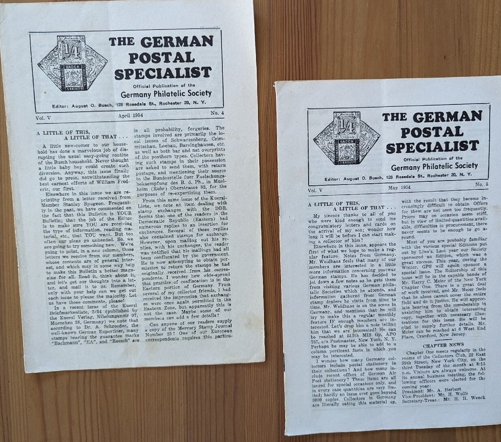 Two German Postal Specialists Apr May 1954 Currency Currency Reform 1948