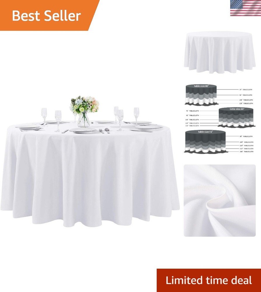 Versatile 120-Inch Round Tablecloth - Elegant Polyester Cover for Any Occasion