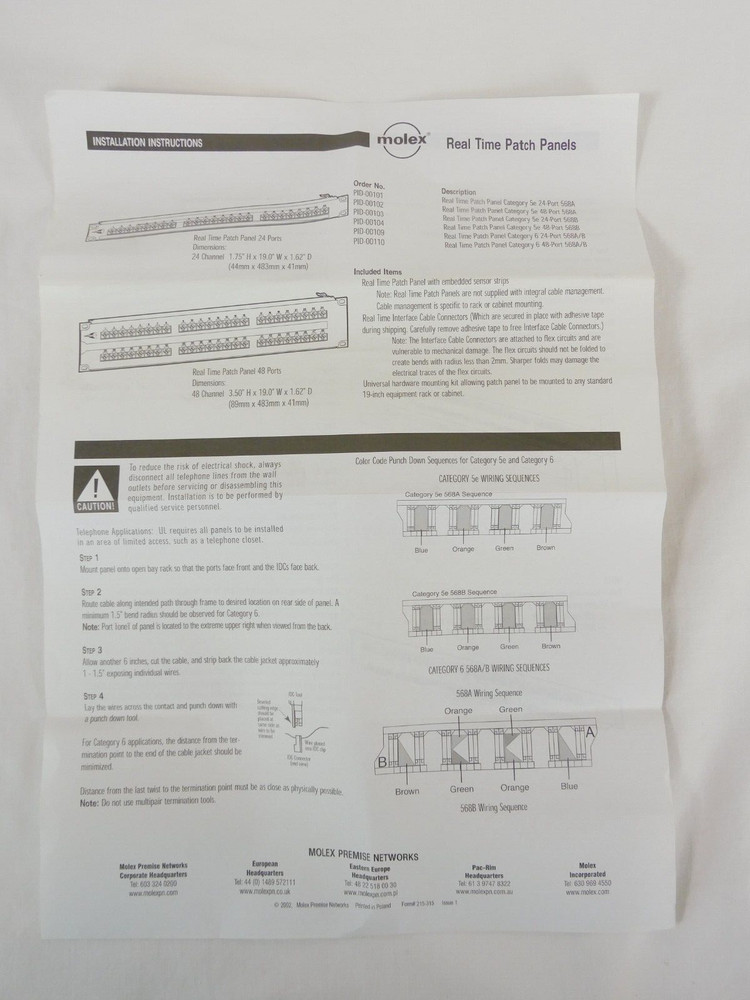 Molex Cat5e 24 Port Real Time Patch Panel PID-00103