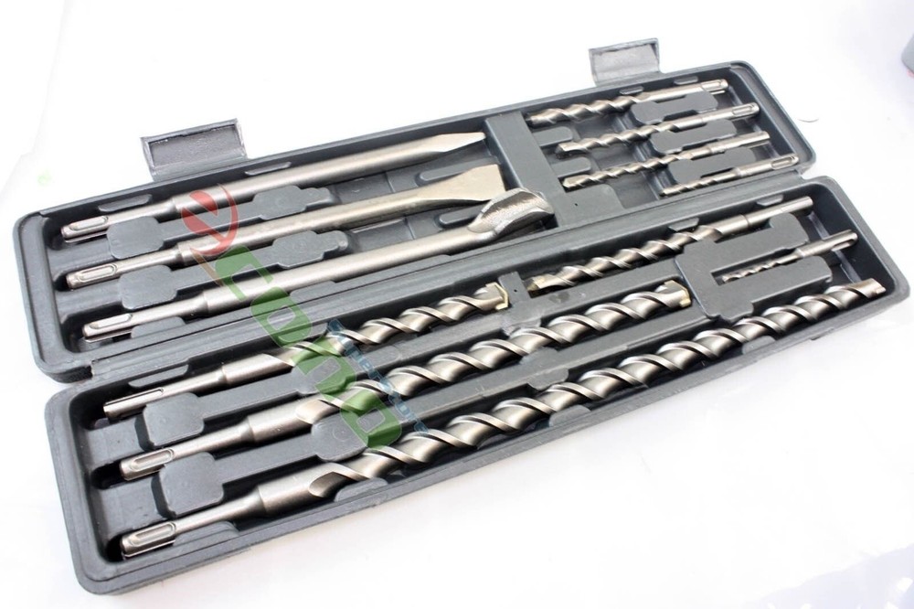 12pc SDS Plus Hammer Drill Bits Flat Groove Chisel Carbide Tip Concrete Masonry