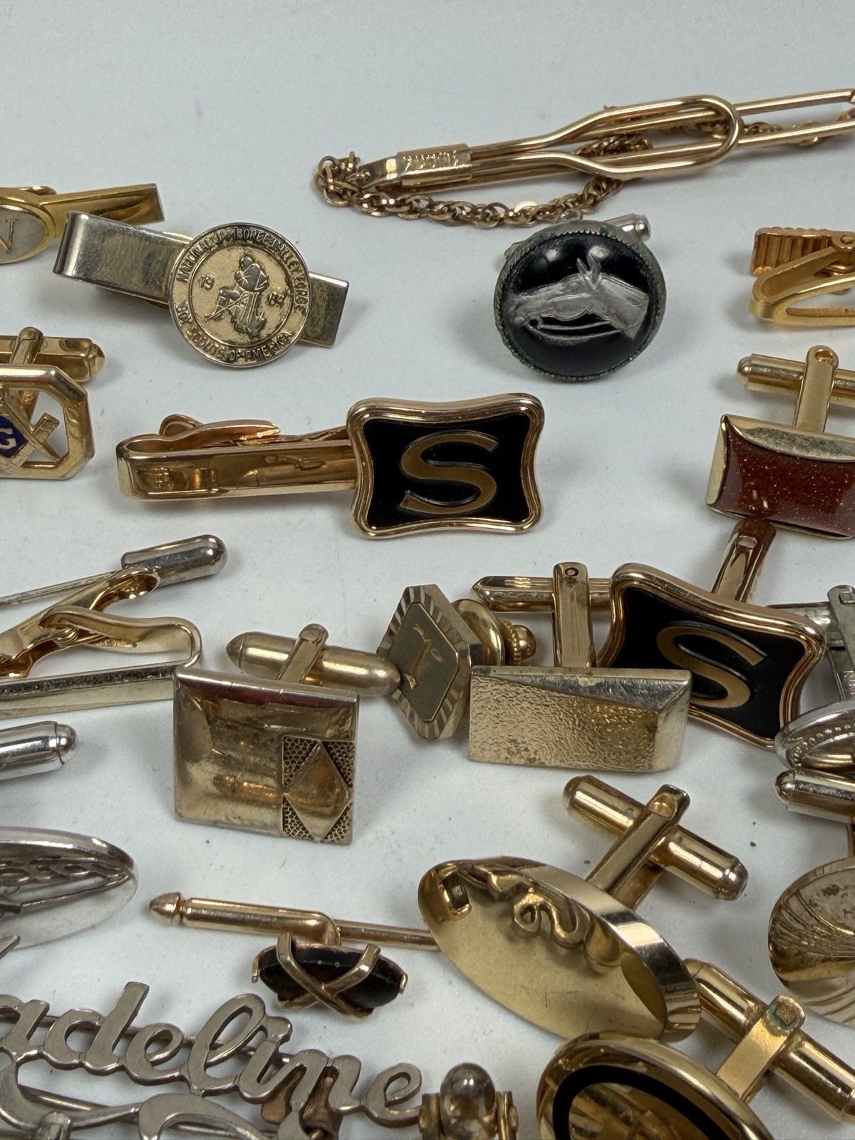 Vintage Cufflinks Tie Clips Lot 62pc Swank Mid Century Men's Jewelry Mixed
