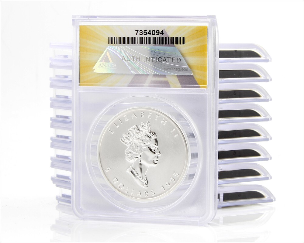 1995 MS 67 ANACS CANADA $5 .9999 Silver Maple Leaf Coin - 1 Oz. MS67