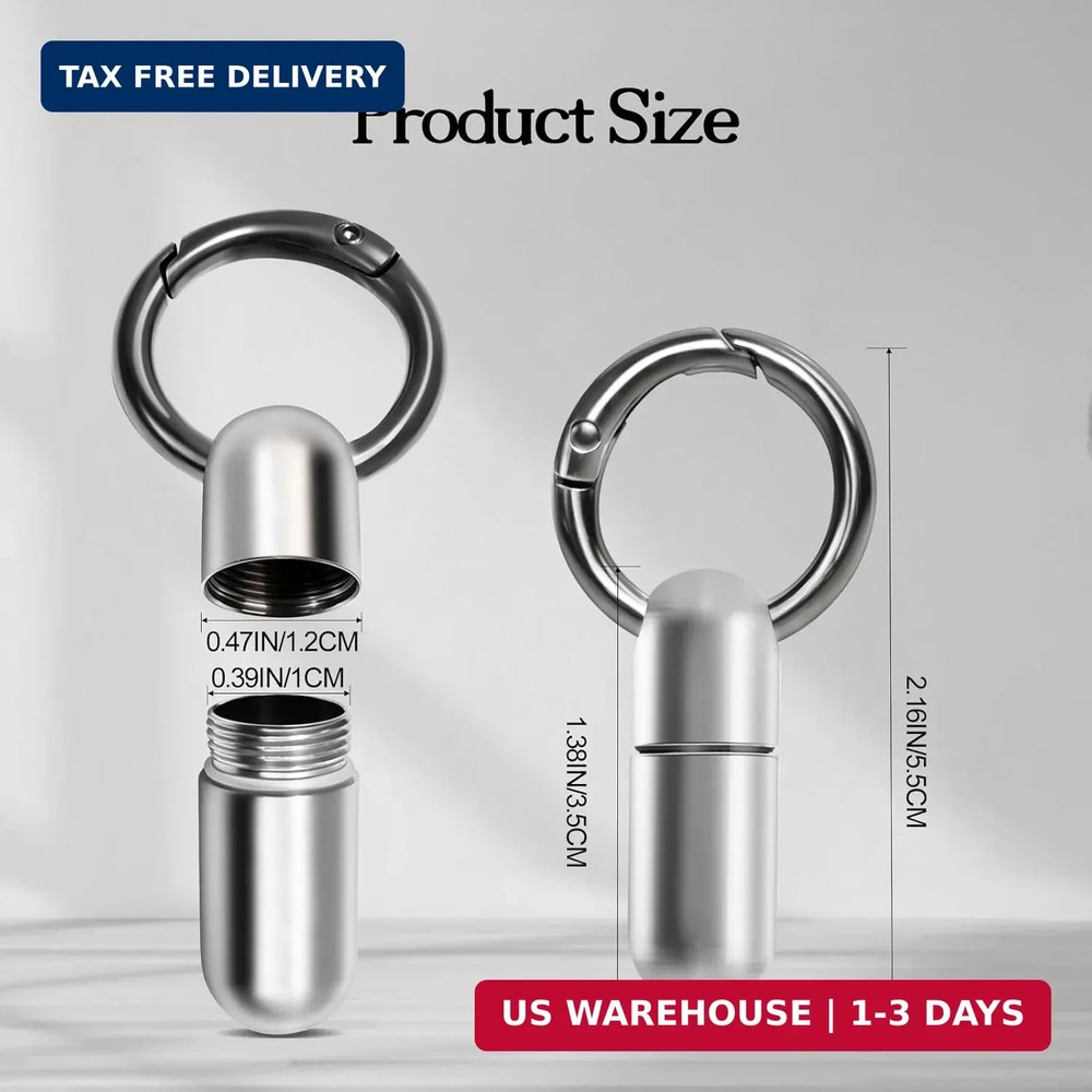 Tiny Keychain Pill Holder, Small Keychain Pill Holder Titanium,Waterproof Tiny P