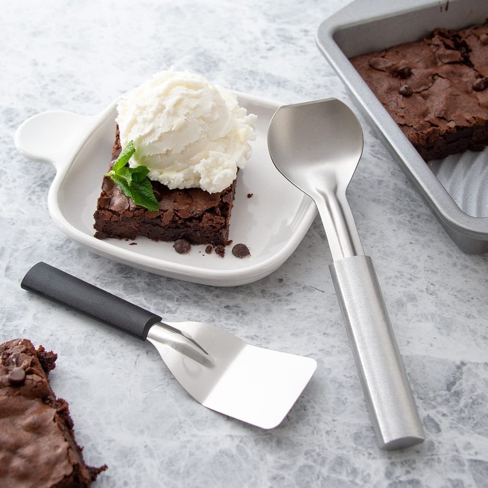 2 Pack Cutlery Mini Server with Black Handle Small Serving Spatula Turner