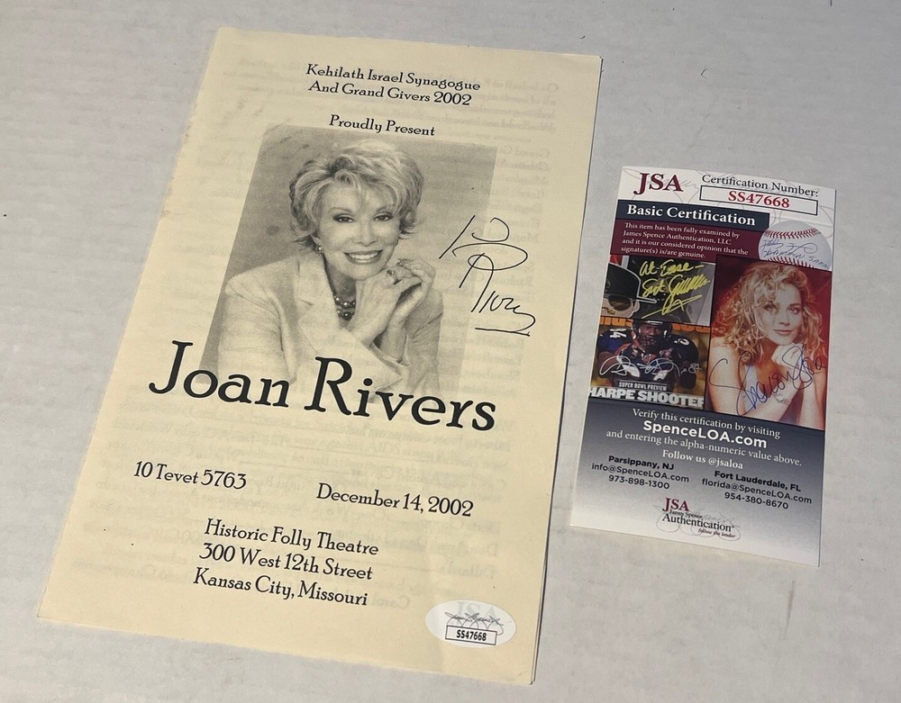 JOAN RIVERS SIGNED COMEDY PROGRAM ACTOR AUTO JEWISH JSA COA D. 2014