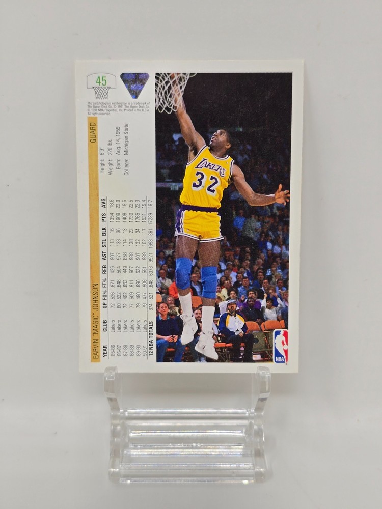 Magic Johnson Signed Card Upper Deck 1991-92 On Card Autograph