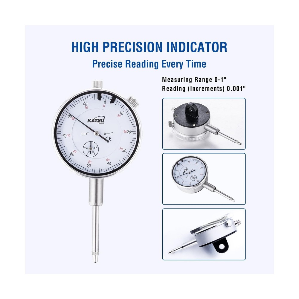 KATSU Tools Dial Indicator with Magnetic Base and 22 Pieces Indicator Points ...