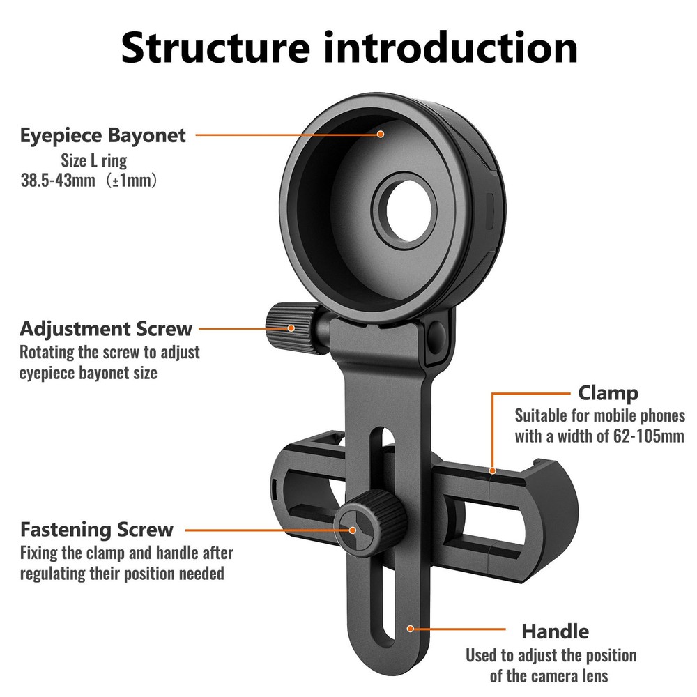 Universal Smart Phone Camera Clip Mount Spotting Scope Adapter Precise Focusing
