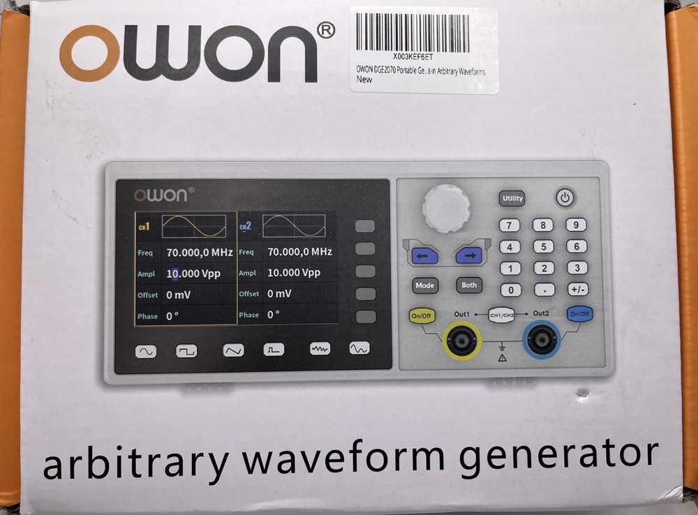OWON DGE2070 70MHz Waveform Generator 300MSa/s 2CH Function Generator. NEW