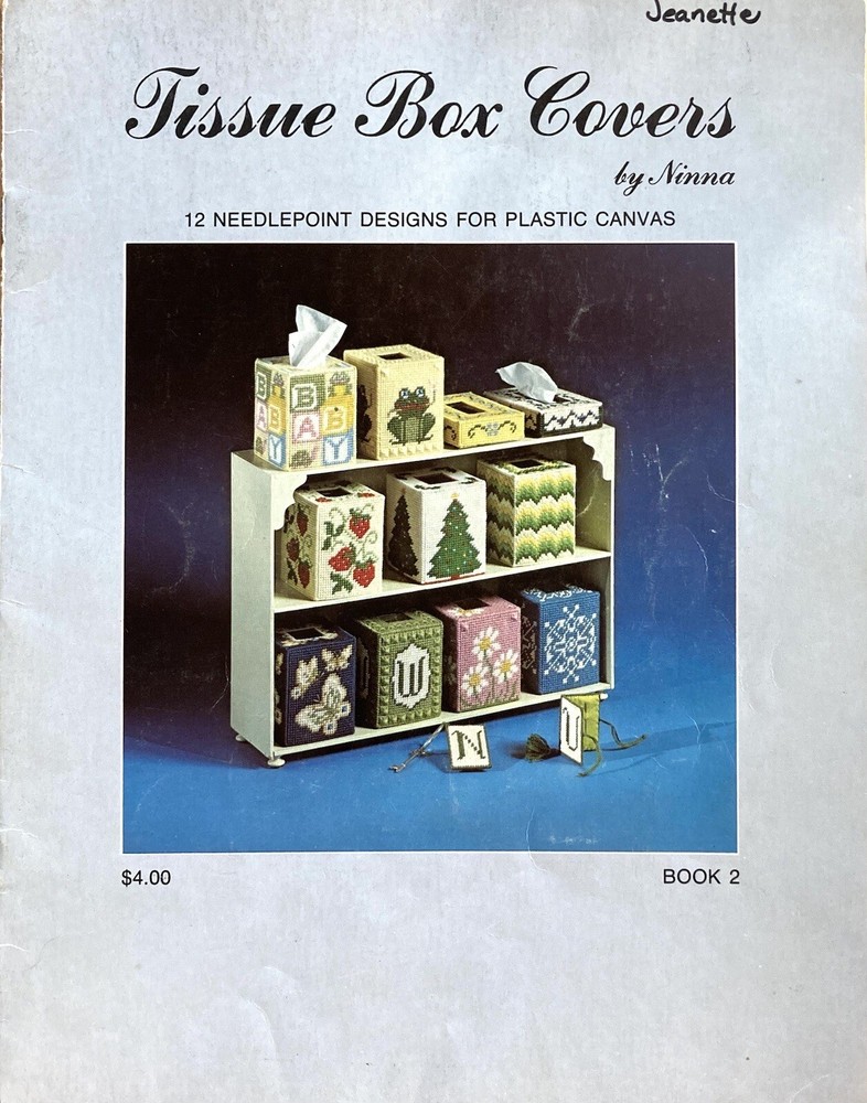 Tissue Box Covers by Ninna 12 Needlepoint Designs Plastic Canvas 1981