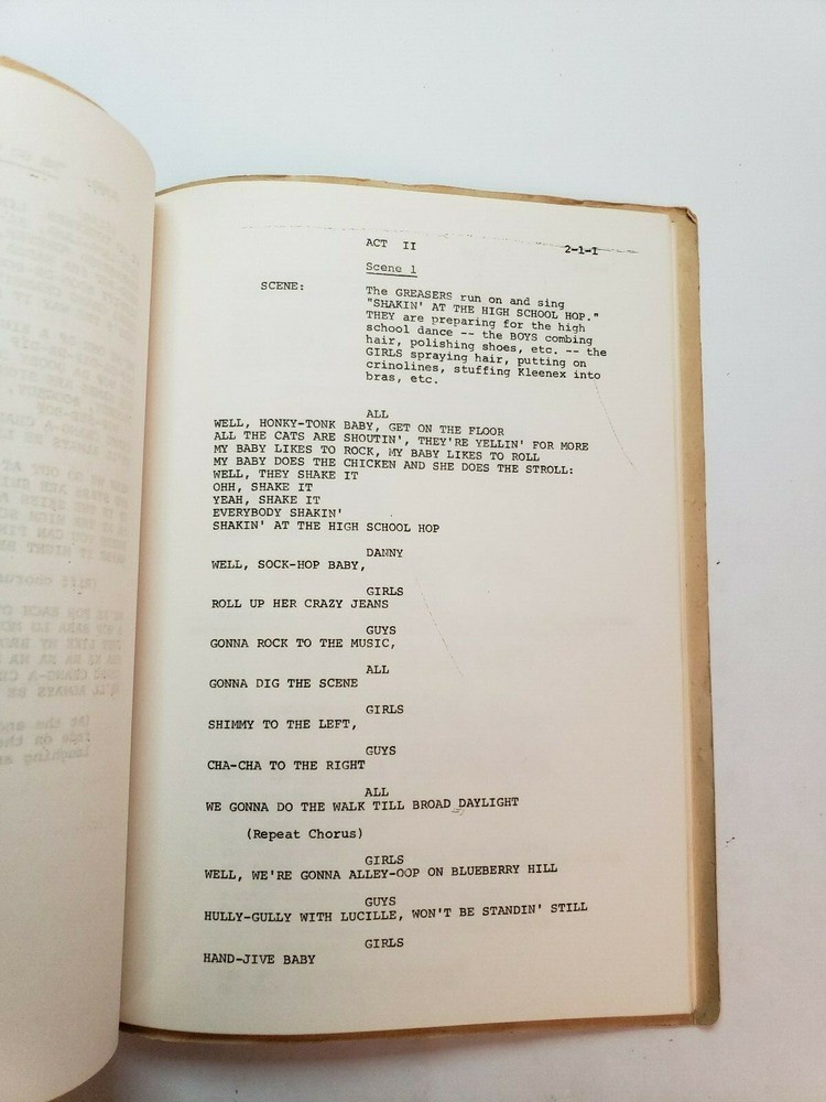 GREASE / Jim Jacobs & Warren Casey 1970 Original Broadway Musical Script