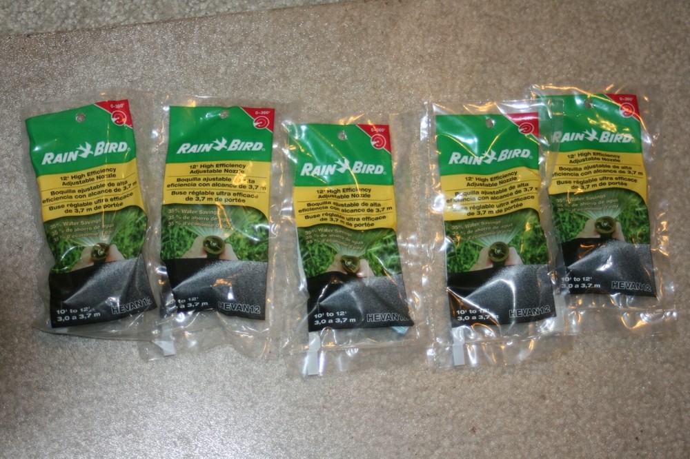 5X Rain Bird HEVAN12 High-Efficiency Spray Nozzle 0° - 360° Adjustable Pattern