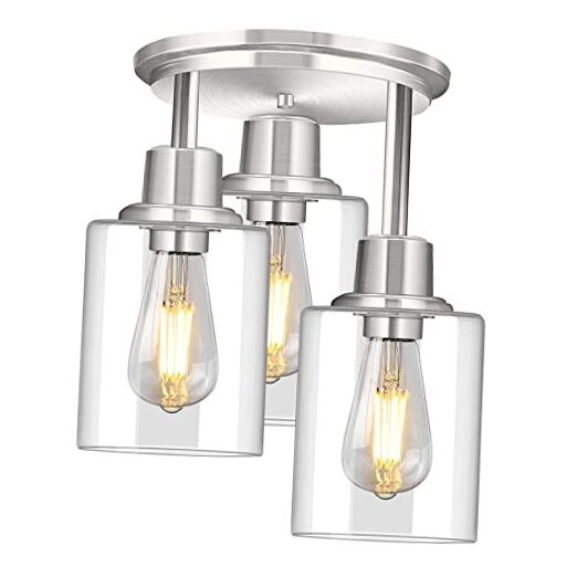 Semi Flush Mount Ceiling Light, 3 Light Close to Ceiling Light Silver 2