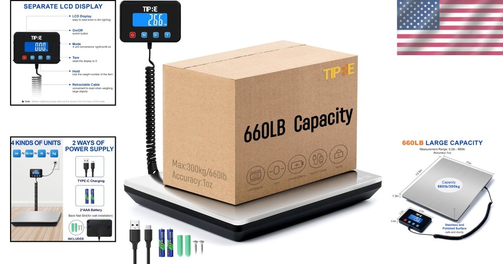 660lbs Weight Computing Digital Floor Platform Scale Postal Shipping Mailing