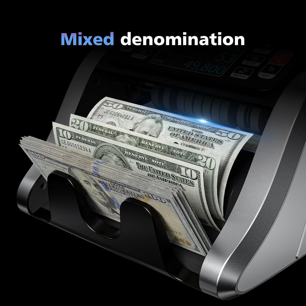 N60 Mixed Denomination Money Counter Machine, Value Counting, UV/MG/IR/DD Counte