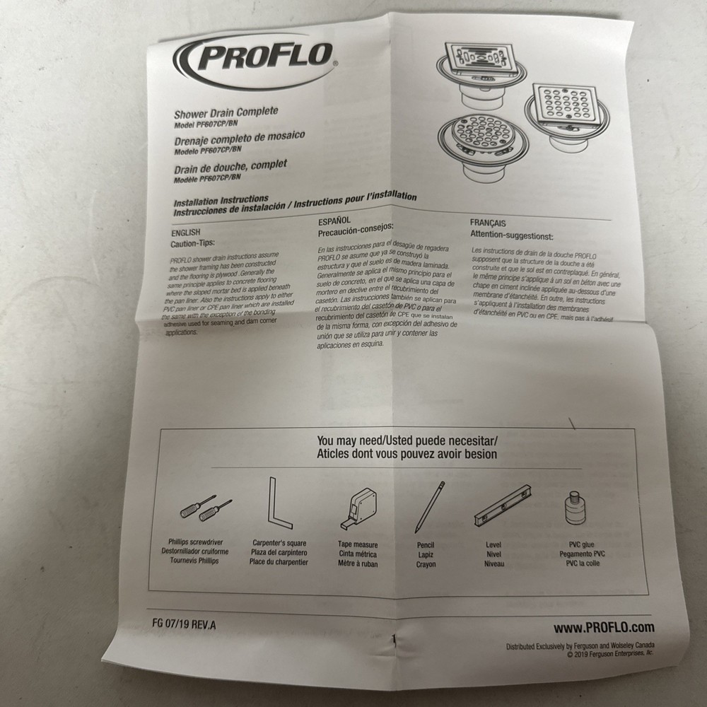 PROFLO PF607MB Square Shower Drain - Black
