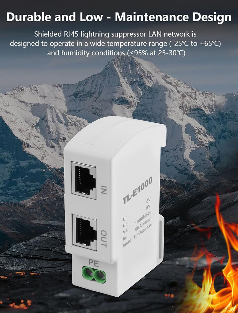 Ethernet Surge Protector 1000Mbps DIN Rail Network Surge Protector LAN Network
