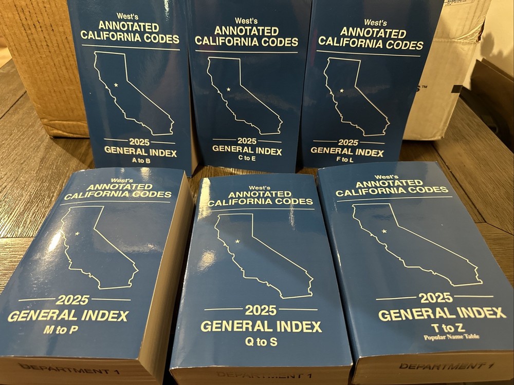 Wests Annotated California Codes 2025 General Index  A - Z (Full Set)