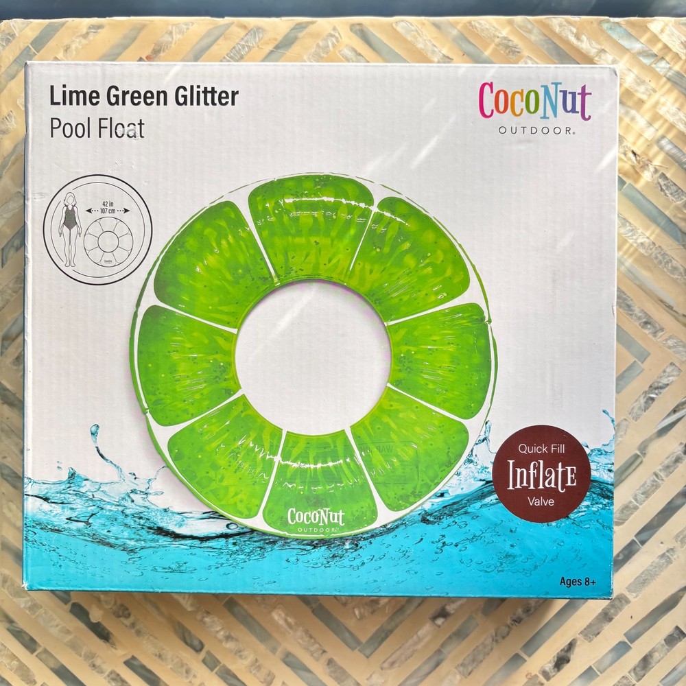 Coconut Float: Pink Grapefruit Glitter - 42" Pool Float Ring, Inflatable