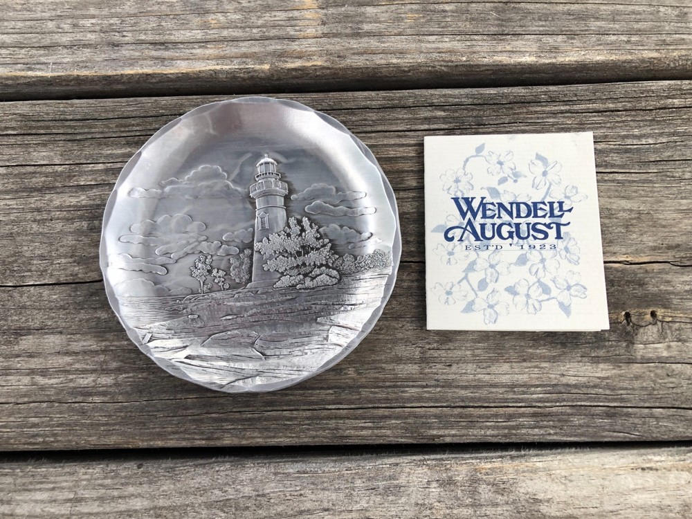 Wendell August Forge Lighthouse Coaster Plate Solid Bronze Marblehead OH 4-3/8"