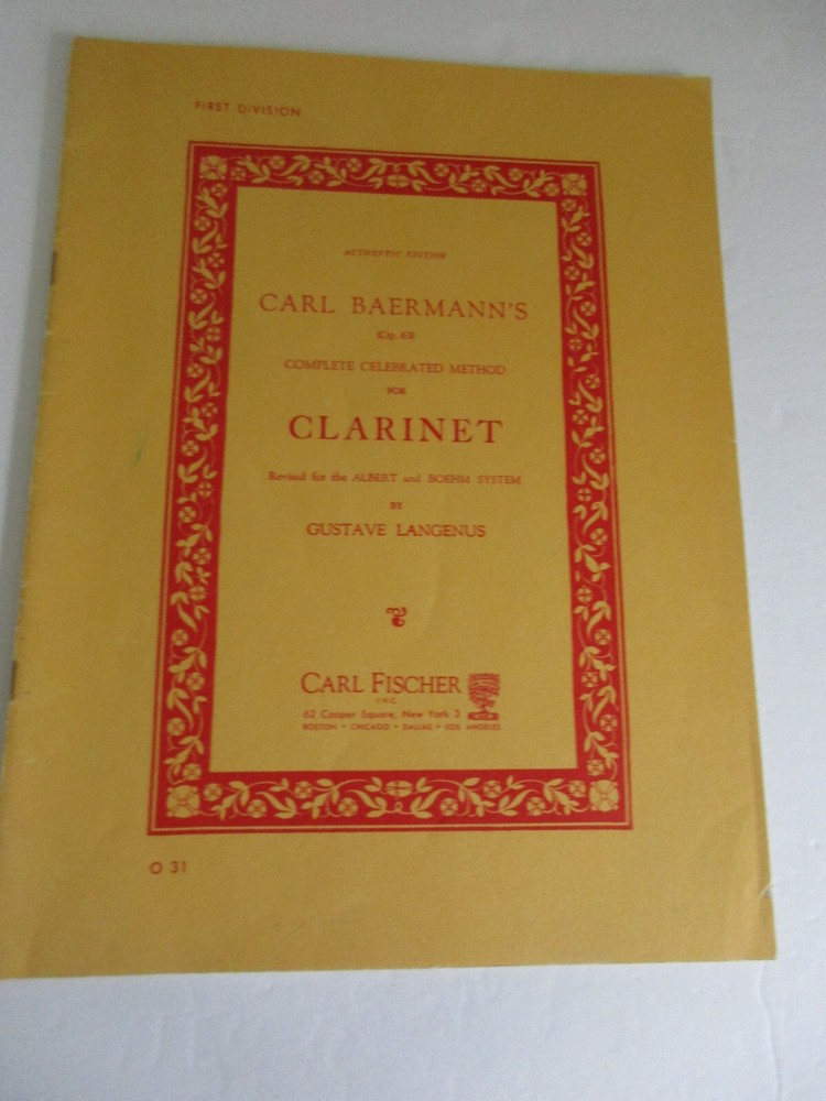 Carl Baemann's Complete Celebrated Method for Clarinet First Division