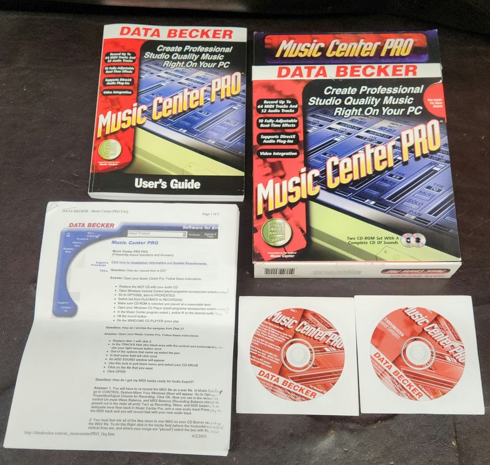 Vintage 2000 Data Becker Music Center Pro Software, Complete/Win 95/EUC