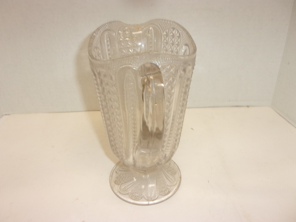 Vintage McKee Brothers Doric Pitcher EAPG Feather Pattern No Chips Or Cracks