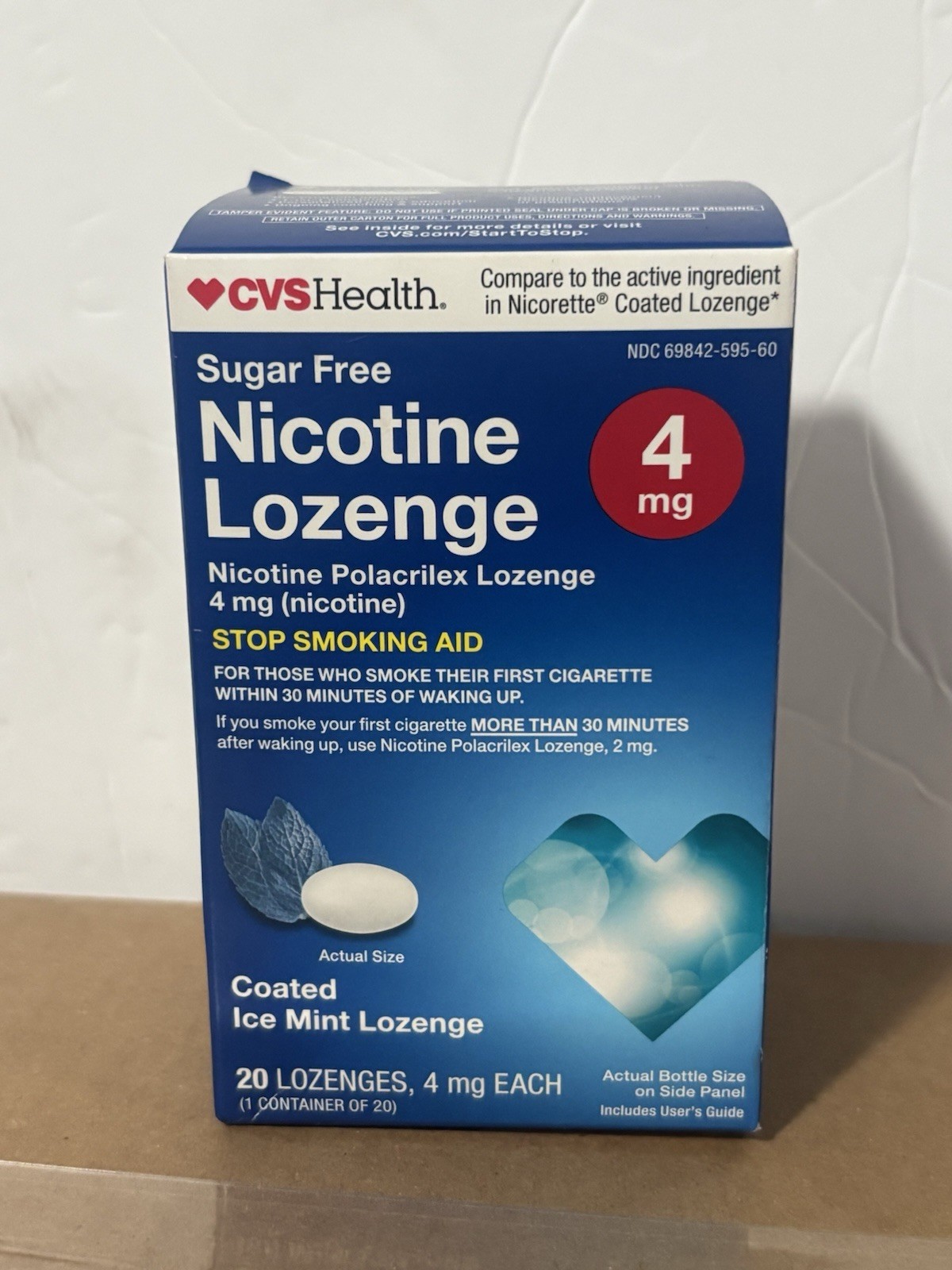 Case / 24 Box Of 20 CVS SUGAR FREE NICOTINE LOZENGE 4 mg ICE MINT 480 Total READ