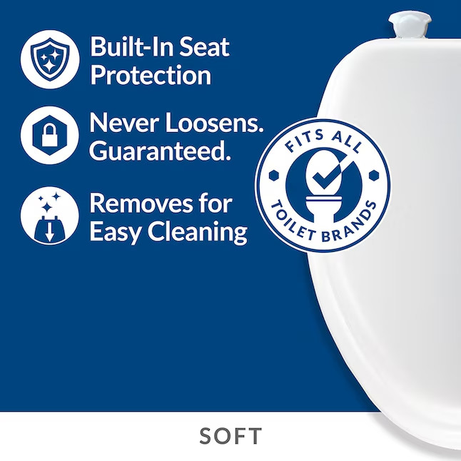 Bemis Eden Cushioned Vinyl White Round Padded Toilet Seat Comfortable Soft Seat