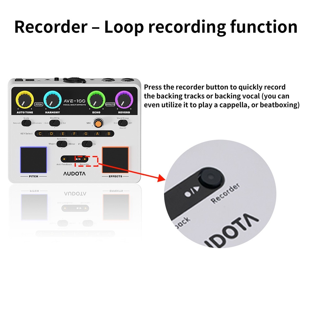 AUDOTA AVE-100 Vocal Multi-Effect Processor Reverb Delay Pitch Harmony Auto-Tune