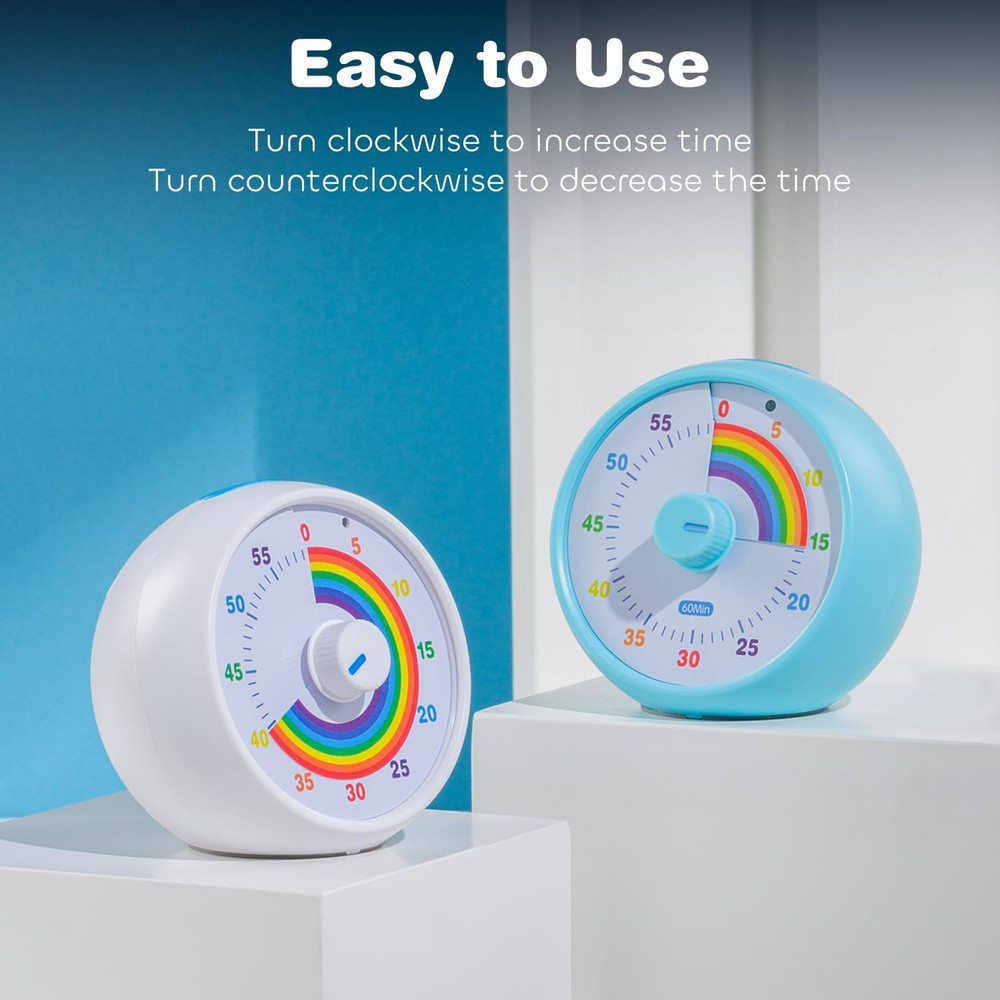 Visual Timer for Kids, 60-Minute Countdown for Classroom Office Kitchen, Desk Ti