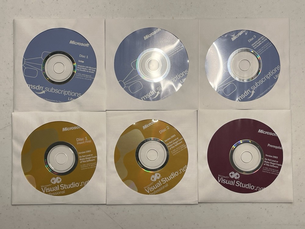 Microsoft Visual Studio .NET Professional 2003 X09-29311 MSDN 6 Disc Set w/ Key