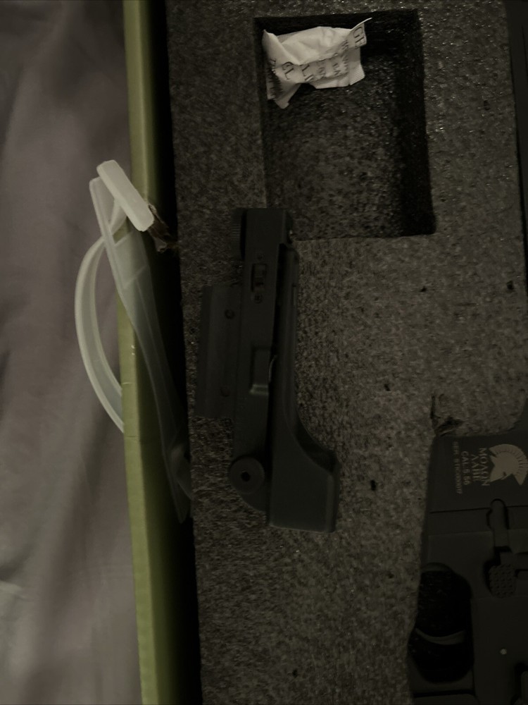 Airsoft AEG Matrix, custom muzzle and comes with Red Dot and irons.