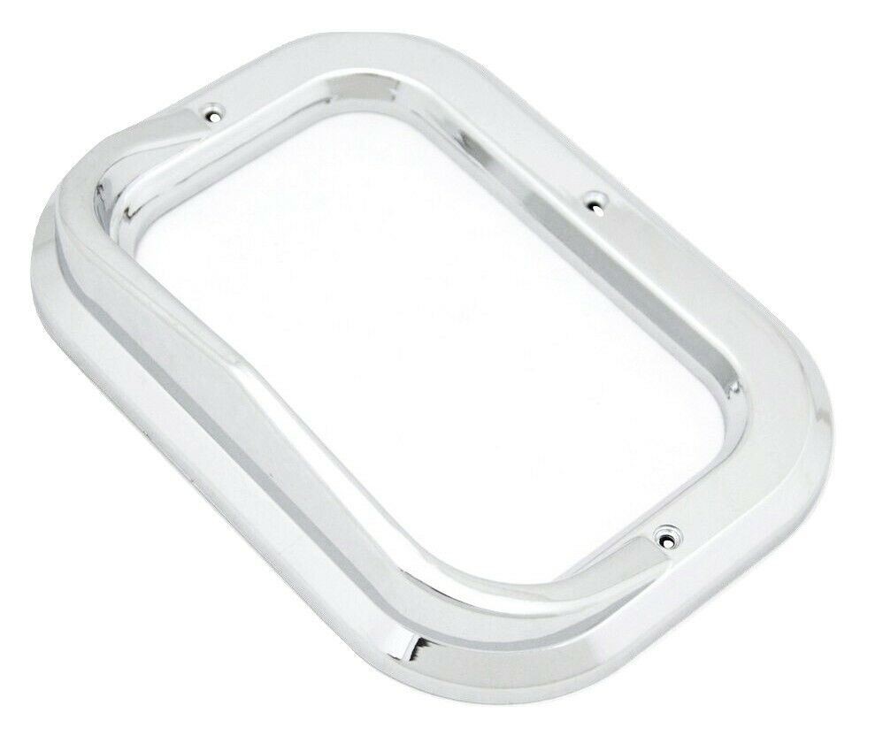 Rectangular Light Bezel with Visor Chrome Plastic 3 Screw 5 5/16" UP#10485 Pair