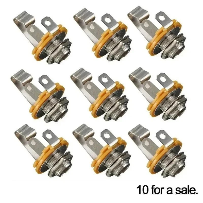 10pc Electric Guitar Input Jack 6.35mm Stereo Active Pickup Output Socket Audio*