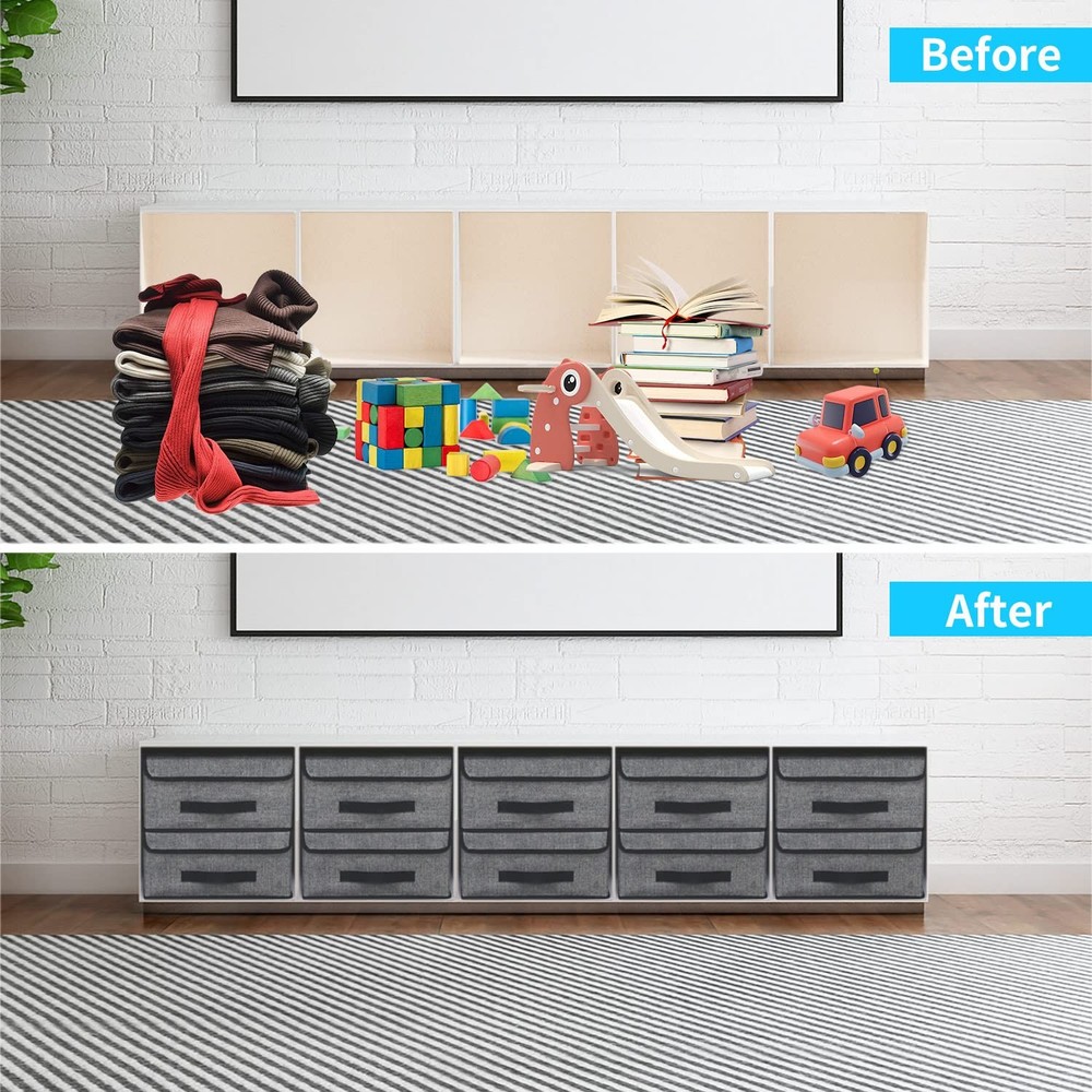 Onlyeasy Foldable Storage Bins Cubes Boxes with Lid - Storage Box Cube Cubby Bas