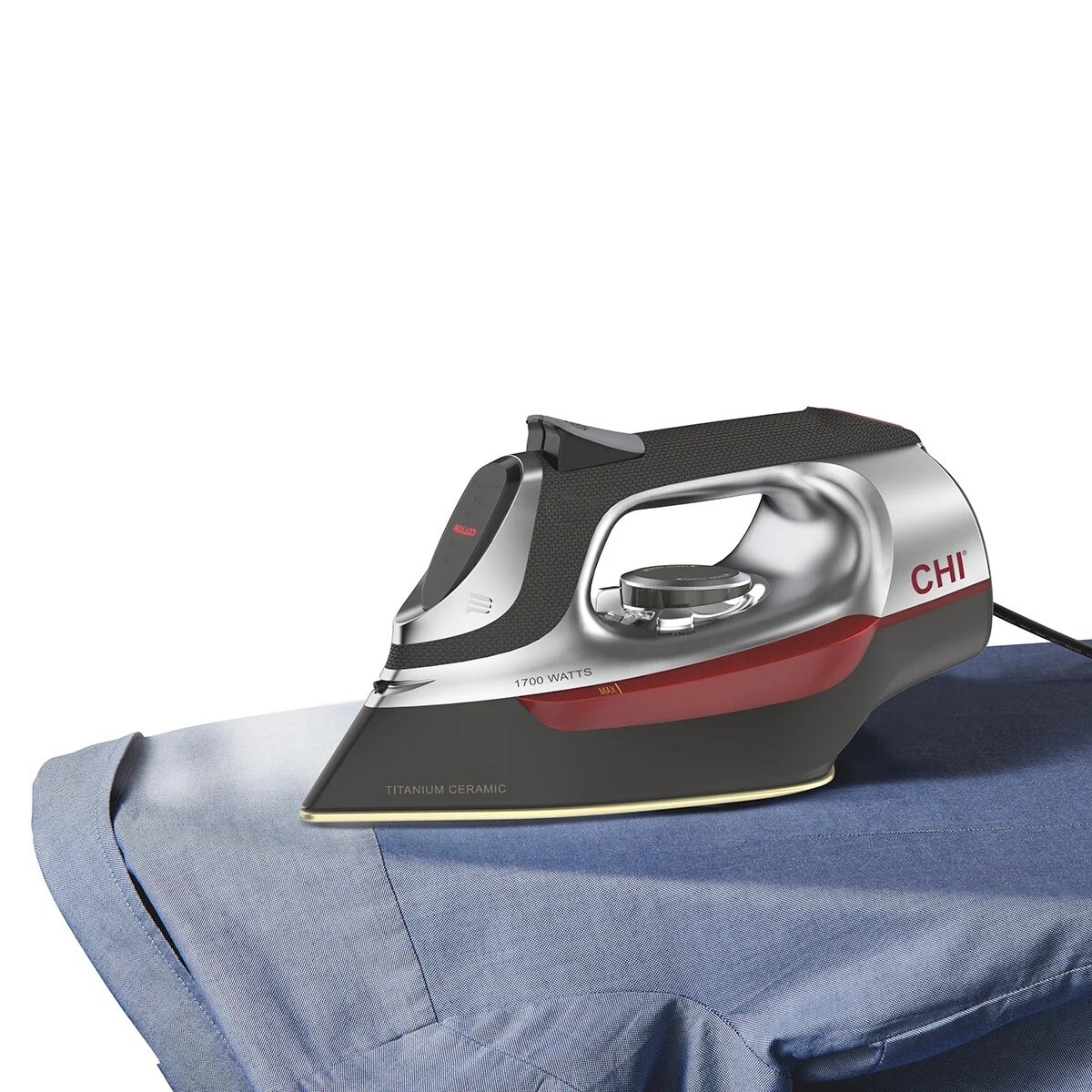 CHI Electronic Clothing Iron with Retractable Cord, 13102 NIB, 1700 Watts Black/