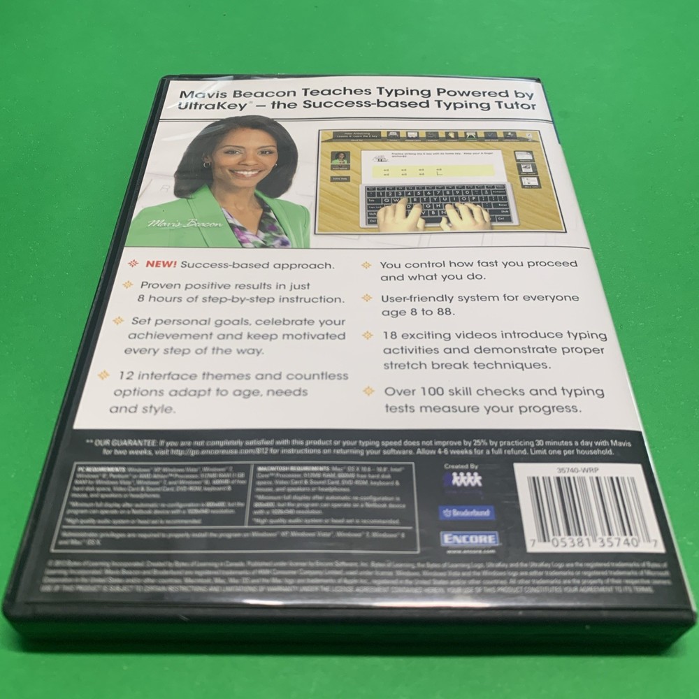 Mavis Beacon Teaches Typing Computer Software Windows/PC/MAC Ultrakey Broderbund