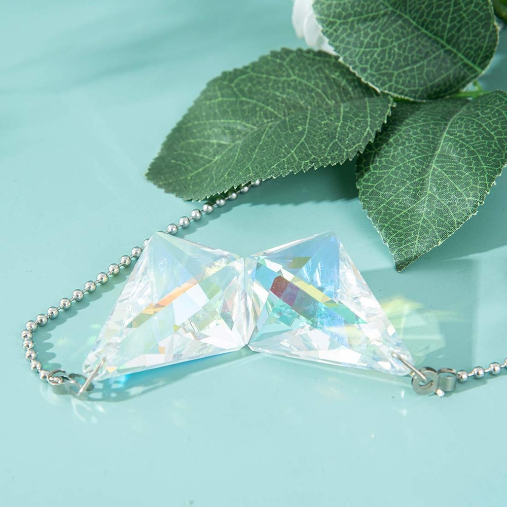 2 PCS Crystal AB Coating Ceiling Fan Pull Chain Extender Prisms Drop Gifts