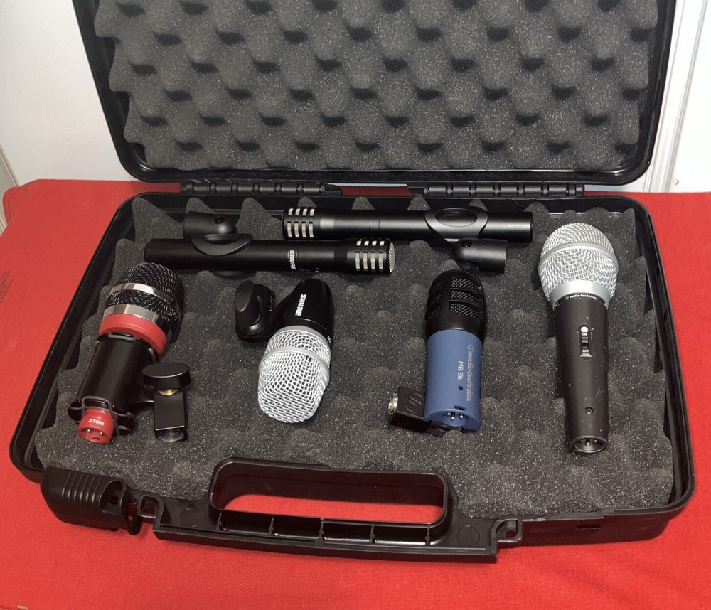 Microphone Case Hard Shell Padded Locking Travel Mic Set Storage Hardshell Case