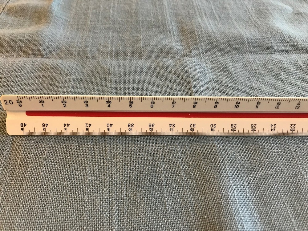 Staedtler-Mars 12” Triangular Scale Ruler 987 18-34 Engineer Germany Color Bars