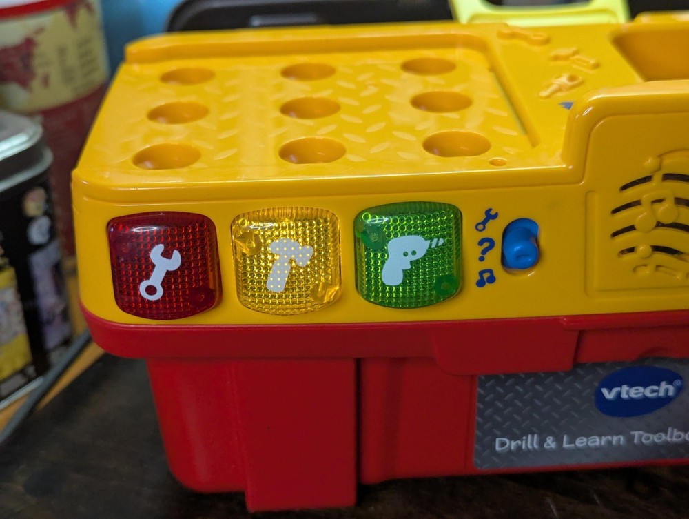 VTech Drill & Learn Toolbox Pro Toy BOX ONLY ~Educational Music Lights~ WORKS!