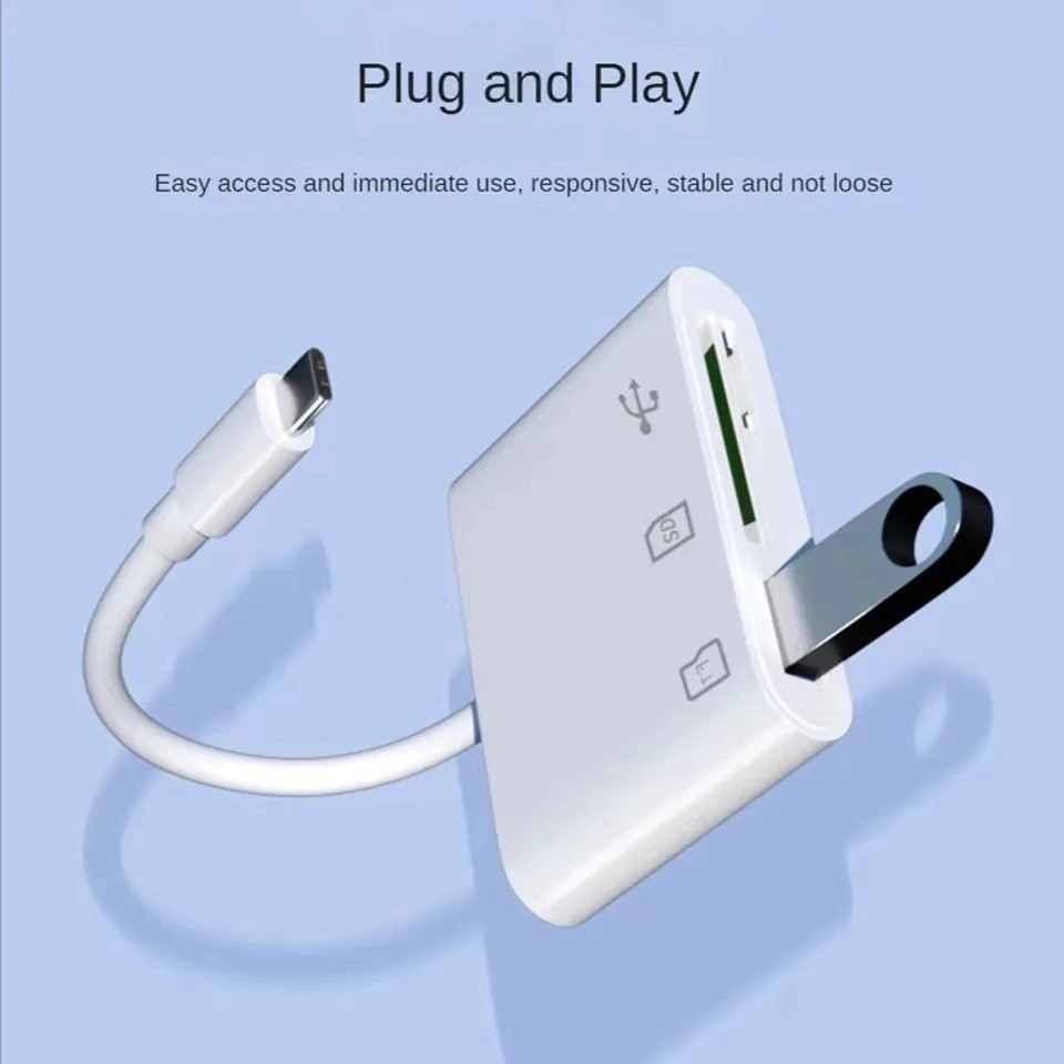3 In 1 Adapter Type-C, Tf, Cf, Sd, Memory Card Reader, Recorder, Compact Flash U