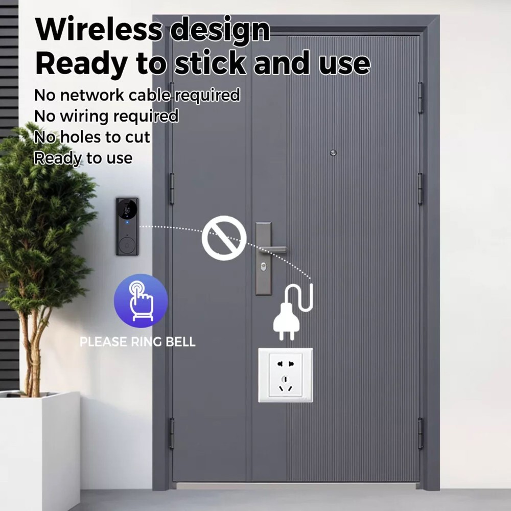 Smart Wireless WiFi Doorbell Intercom Video Camera Door Ring Bell Chime Security