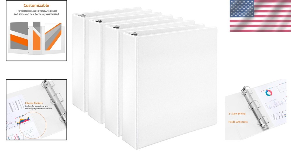 Ample Storage 2 Inch D-Ring Binders – 4 Pack for Maximum Document Control