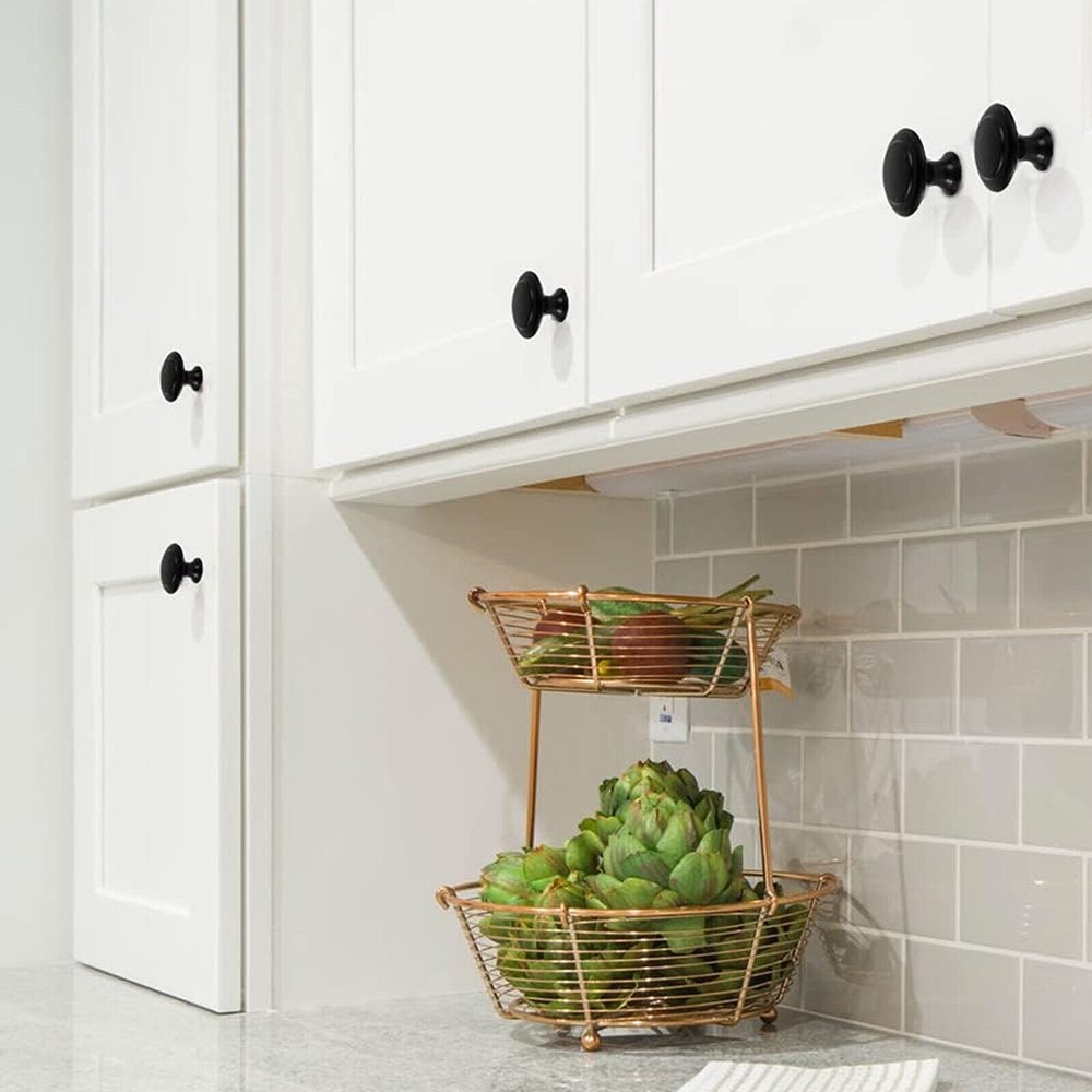 2-100 Pack Matte Black Kitchen Cabinet Knobs Round Drawer Pulls Stainless Steel
