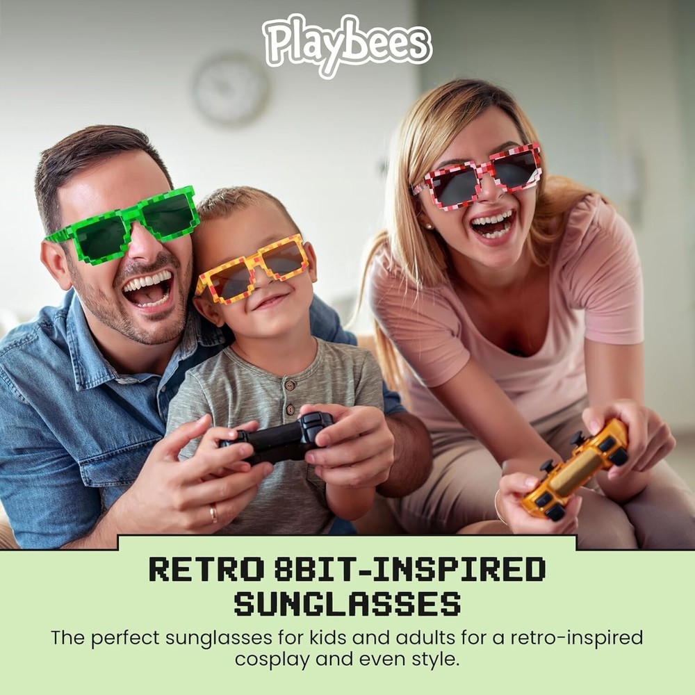 Colorful Pixel Sunglasses 12 Pack Pixelated Eyewear