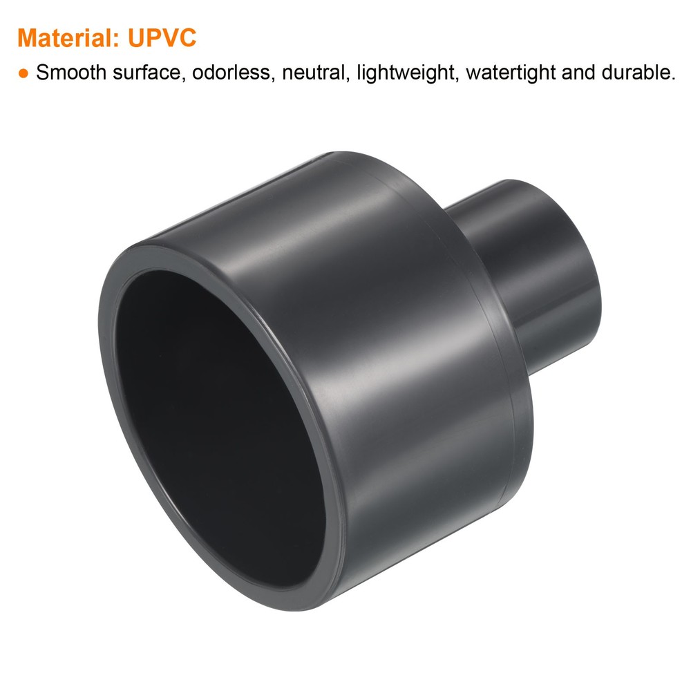 3pcs 2"x3/4" SCH80 UPVC Reducer Pipe Fitting Straight Coupling Connector, Grey